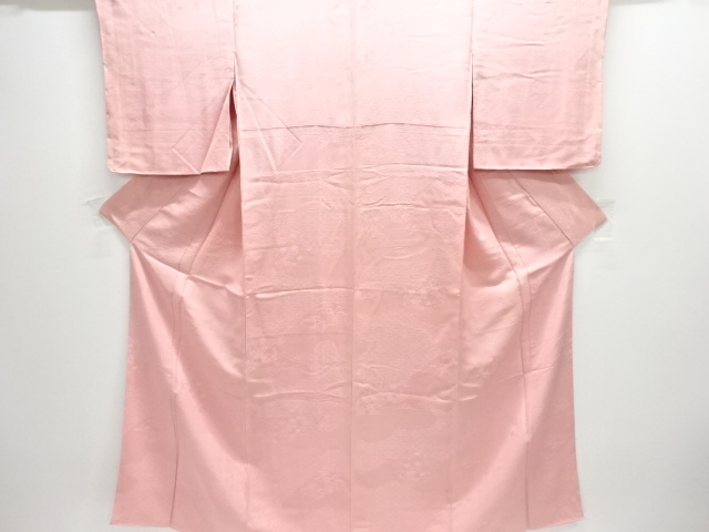 未使用品　遠山に松楓模様織り出し色無地着物